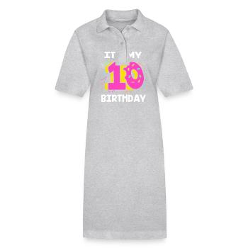 30th Birthday Ten Year of Birth Date of Birth Date of Birth - Stanley/Stella PAIGER Organic Women’s Polo Dress - heather grey - Front