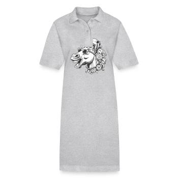 Pferd Pferde lustig witzig spaßig Gaul Reiterin - Stanley/Stella Frauen Bio-Polokleid PAIGER - Grau meliert - Vorne