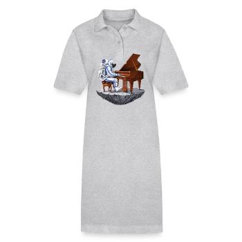 Space Astronaut Pianist - Stanley/Stella PAIGER Organic Women’s Polo Dress - heather grey - Front