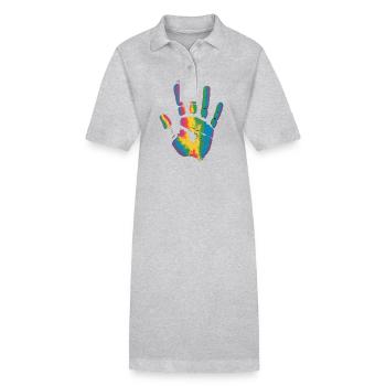 Bunte Hand Handabdruck für alle die Handabrücke - Stanley/Stella Frauen Bio-Polokleid PAIGER - Grau meliert - Vorne