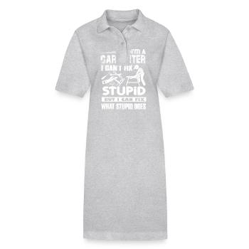 Carpenter Can not Fix Stupid - Stanley/Stella PAIGER Organic Women’s Polo Dress - heather grey - Front