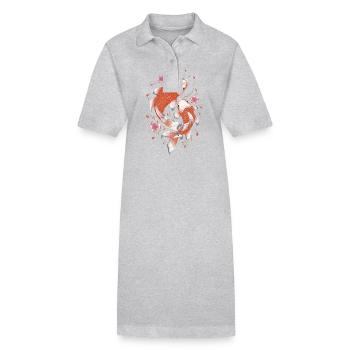 Koi Poisson Carpe Japon Chine Poisson - Robe polo bio PAIGER Stanley/Stella Femme - gris chiné - Devant