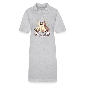 Drôle caca tas fantôme caca humoristique - Robe polo bio PAIGER Stanley/Stella Femme - gris chiné - Devant