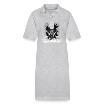 Cerf, cerf, animaux de la forêt, mystique, chevreuil, faon - Robe polo bio PAIGER Stanley/Stella Femme - gris chiné - Devant