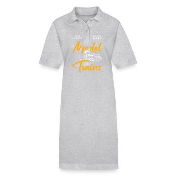 You can never have too many model trains - Stanley/Stella PAIGER Organic Women’s Polo Dress - heather grey - Front