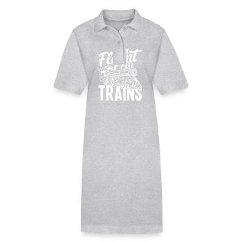 I speak fluently trains railways - Stanley/Stella PAIGER Organic Women’s Polo Dress - heather grey - Front