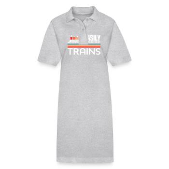 Easily Distracted By Trains Retro-Lok - Stanley/Stella PAIGER Organic Women’s Polo Dress - heather grey - Front