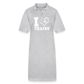 I love trains locomotive railway - Stanley/Stella PAIGER Organic Women’s Polo Dress - heather grey - Front