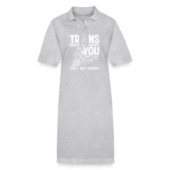 Trains make me happy, you don't so much - Stanley/Stella PAIGER Organic Women’s Polo Dress - heather grey - Front