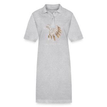 Authentic Indianer Ureinwohner von Amerika - Stanley/Stella Frauen Bio-Polokleid PAIGER - Grau meliert - Vorne