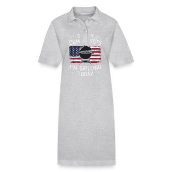 Grill Grilling Griller BBQ Barbecue - Stanley/Stella PAIGER Organic Women’s Polo Dress - heather grey - Front