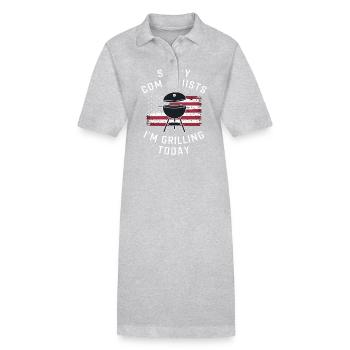 Grill Grilling Griller BBQ Barbecue - Stanley/Stella PAIGER Organic Women’s Polo Dress - heather grey - Front