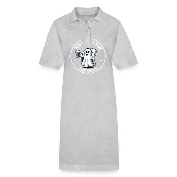 Funny Halloween Drinking Party Alcohol Ghost - Stanley/Stella PAIGER Organic Women’s Polo Dress - heather grey - Front