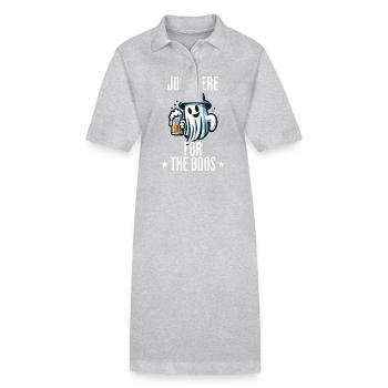 Funny Halloween Drinking Party Alcohol Ghost - Stanley/Stella PAIGER Organic Women’s Polo Dress - heather grey - Front