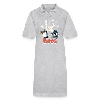 Halloween Ghost Party with Beer and Alcohol - Stanley/Stella PAIGER Organic Women’s Polo Dress - heather grey - Front