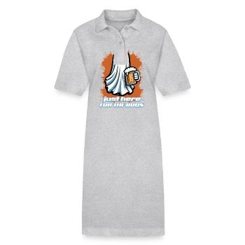 Funny Halloween Alcohol Lover Ghost Party - Stanley/Stella PAIGER Organic Women’s Polo Dress - heather grey - Front