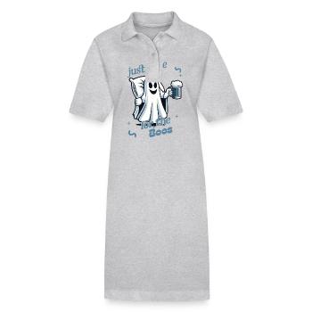 Funny Halloween Alcohol Lover Ghost Party - Stanley/Stella PAIGER Organic Women’s Polo Dress - heather grey - Front