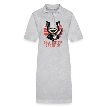 Lustiger Katzen Spruch only The Tip Psycho Katze - Stanley/Stella Frauen Bio-Polokleid PAIGER - Grau meliert - Vorne