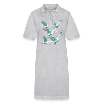 Maritim Möwe Möwen Seevögel - Stanley/Stella Frauen Bio-Polokleid PAIGER - Grau meliert - Vorne