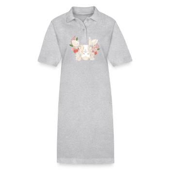 Kuh Mit Blumenkranz Blumenmuster - Stanley/Stella Frauen Bio-Polokleid PAIGER - Grau meliert - Vorne