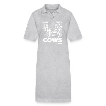 ssh Je ne parle qu’à mes vaches aujourd’hui - Robe polo bio PAIGER Stanley/Stella Femme - gris chiné - Devant