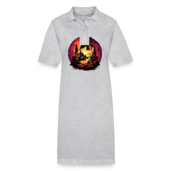 mystique nature forêt nature amoureux de la nature coucher de soleil - Robe polo bio PAIGER Stanley/Stella Femme - gris chiné - Devant
