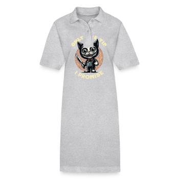Lustiger Katzen Spruch only The Tip Psycho Katze - Stanley/Stella Frauen Bio-Polokleid PAIGER - Grau meliert - Vorne