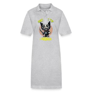 Lustiger Katzen Spruch only The Tip Psycho Katze - Stanley/Stella Frauen Bio-Polokleid PAIGER - Grau meliert - Vorne