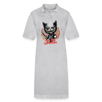 Lustiger Katzen Spruch only The Tip Psycho Katze - Stanley/Stella Frauen Bio-Polokleid PAIGER - Grau meliert - Vorne
