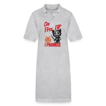 Lustiger Katzen Spruch only The Tip Psycho Katze - Stanley/Stella Frauen Bio-Polokleid PAIGER - Grau meliert - Vorne