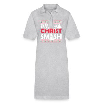 Christmas Badminton Merry Christ Smash - Stanley/Stella PAIGER Organic Women’s Polo Dress - heather grey - Front