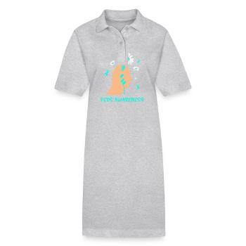 Pcos-Bewusstsein - Stanley/Stella Frauen Bio-Polokleid PAIGER - Grau meliert - Vorne