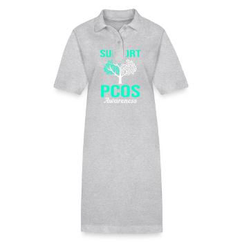 Pcos-Bewusstsein - Stanley/Stella Frauen Bio-Polokleid PAIGER - Grau meliert - Vorne