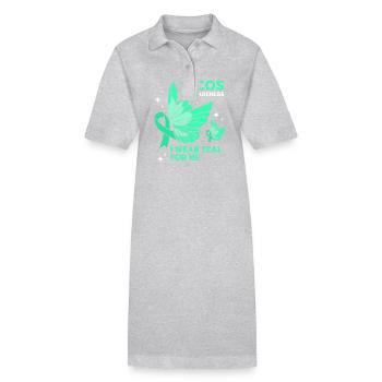 Pcos-Bewusstsein - Stanley/Stella Frauen Bio-Polokleid PAIGER - Grau meliert - Vorne