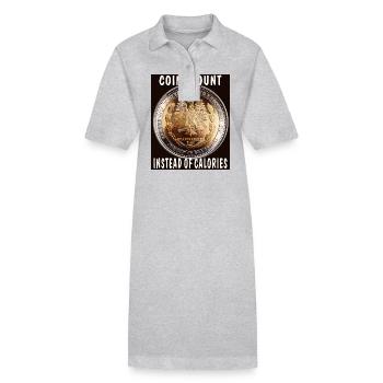 COINS COUNT INSTEAD OF CALORIES - Stanley/Stella Frauen Bio-Polokleid PAIGER - Grau meliert - Vorne