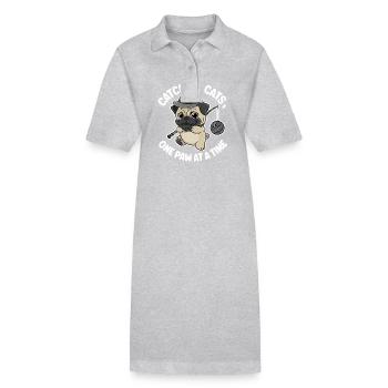 Mops Hundehalter Angler Angeln - Stanley/Stella Frauen Bio-Polokleid PAIGER - Grau meliert - Vorne