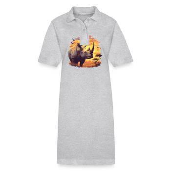 Rhino Nashörner Nashorn - Stanley/Stella Frauen Bio-Polokleid PAIGER - Grau meliert - Vorne