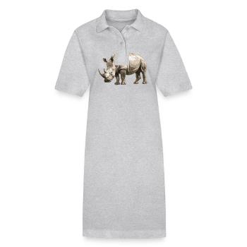 Rhino Nashörner Nashorn - Stanley/Stella Frauen Bio-Polokleid PAIGER - Grau meliert - Vorne