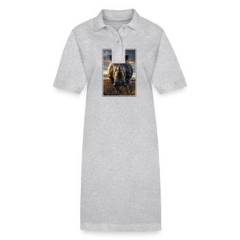 Rhino Nashörner Nashorn - Stanley/Stella Frauen Bio-Polokleid PAIGER - Grau meliert - Vorne
