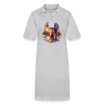 Rhino Nashörner Nashorn - Stanley/Stella Frauen Bio-Polokleid PAIGER - Grau meliert - Vorne