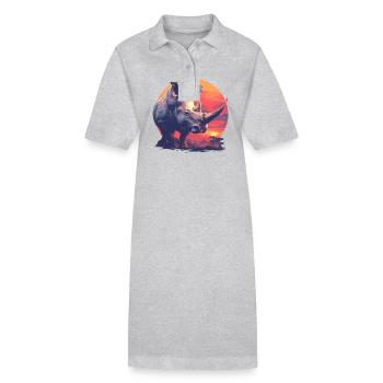 Rhino Nashörner Nashorn - Stanley/Stella Frauen Bio-Polokleid PAIGER - Grau meliert - Vorne