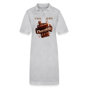 ÇA S’AMÉLIORE AVEC LE CHOCOLAT - Robe polo bio PAIGER Stanley/Stella Femme - gris chiné - Devant