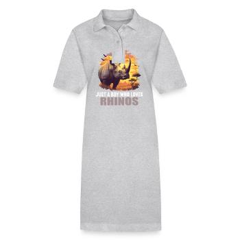 Rhino Nashörner Nashorn - Stanley/Stella Frauen Bio-Polokleid PAIGER - Grau meliert - Vorne