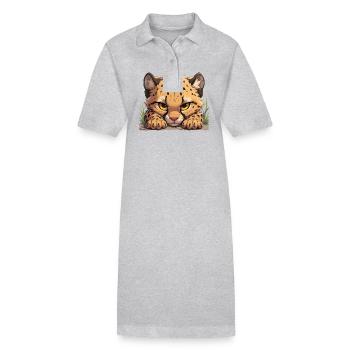 Cheetah Geparde Gepard - Stanley/Stella Frauen Bio-Polokleid PAIGER - Grau meliert - Vorne