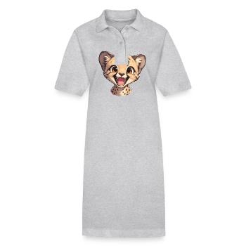 Cheetah Geparde Gepard - Stanley/Stella Frauen Bio-Polokleid PAIGER - Grau meliert - Vorne