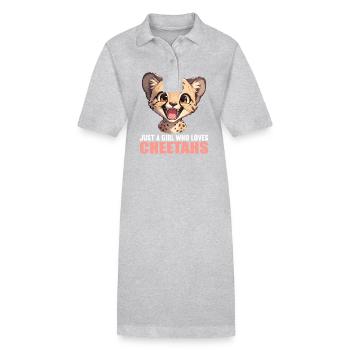 Cheetah Geparde Gepard - Stanley/Stella Frauen Bio-Polokleid PAIGER - Grau meliert - Vorne