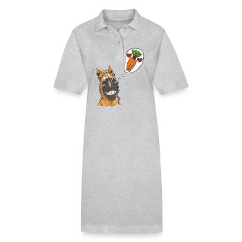 Pferdekopf Pferd Pferde Ross Gaul Hengst - Stanley/Stella Frauen Bio-Polokleid PAIGER - Grau meliert - Vorne