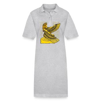 Hieroglyphen Isis Ägyptische Mythologie - Stanley/Stella Frauen Bio-Polokleid PAIGER - Grau meliert - Vorne