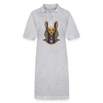Hieroglyphen Bastet Ägyptische Mythologie - Stanley/Stella Frauen Bio-Polokleid PAIGER - Grau meliert - Vorne