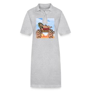 Hieroglyphen Faultier Tutan Ägyptische Mythologie - Stanley/Stella Frauen Bio-Polokleid PAIGER - Grau meliert - Vorne